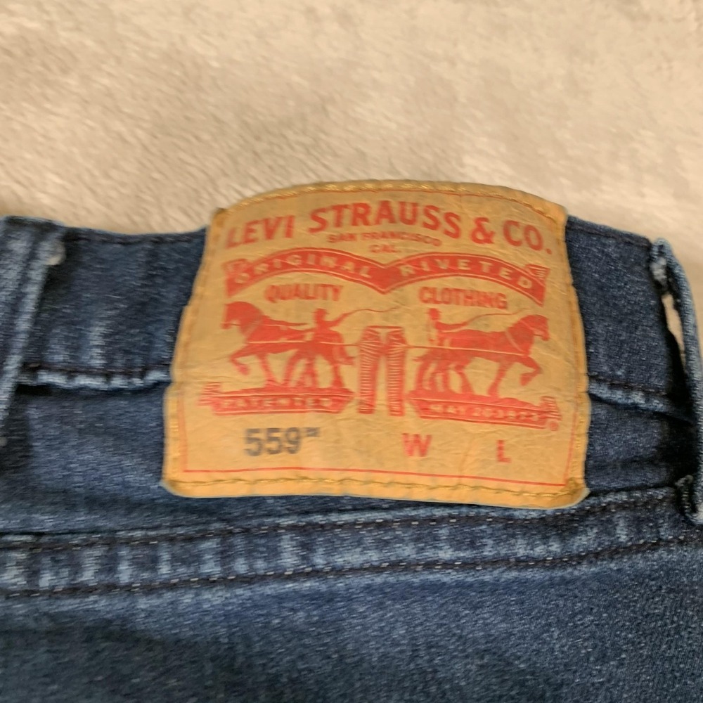 Levis 559 Jeans Mens 46x30 Straight Leg Stretch Denim Relaxed Fit Medium Wash - Picture 16 of 16
